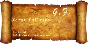 Girst Füzike névjegykártya